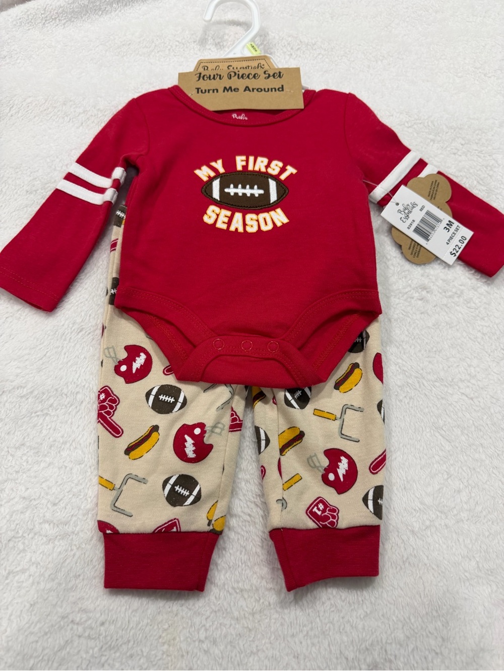Essentials Red 'My First Season' Football One-Piece Set